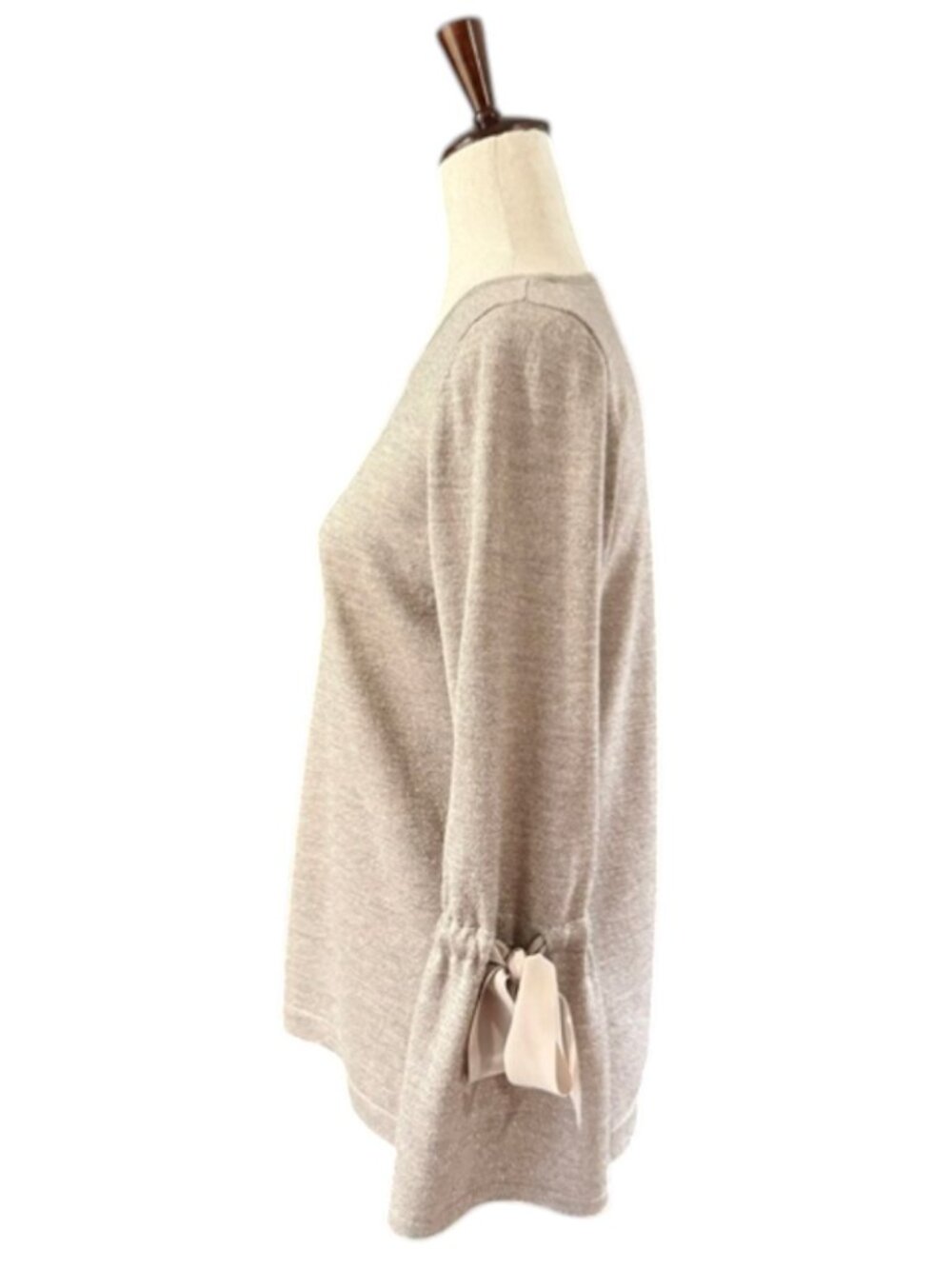 RSVP by Talbots Women Top Metallic Beige Merino Wool Bell Sleeves Petite Med EUC - Picture 8 of 16